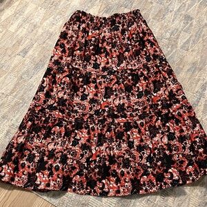 Anthropologie Maeve Somerset Black and Red Floral Maxi Skirt